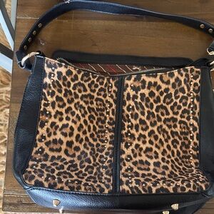 Montana West Leopard and Black Shoulder Bag